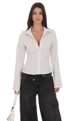 Pinstripe Button Up Shirt in White
