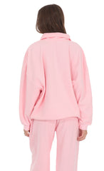Quarter Zip Up Jumper in Pink