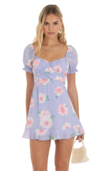 Floral Fit and Flare Dress in Purple