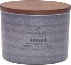 Candle Mind Body Serenity Scented Candle Inspire with Pure Essential Oils Patchouli Fir and Copaiba Coffee Table Grey