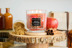 Aromascape 3 Wick Scented Jar Candle Apple Cinnamon 2 Pack