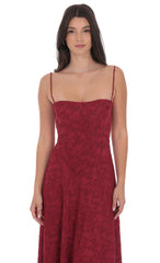 Burnout Lace Up Maxi Dress in Maroon