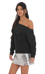 Cut Off Shoulder Jumper in Black
