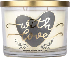 Aromascape PT41466 with Love 3 Wick Scented Candle Fresh Lavender Cotton Blossom and Vanilla 11 Ounce