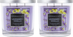 Aromascape 3 Wick Scented Jar Candle Lavender and Vanilla 2 Count