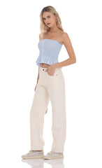 Straight Leg Mid Rise Jeans in Cream