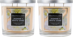 Aromascape 3 Wick Scented Jar Candle Jasmine and White Sand 2 Count