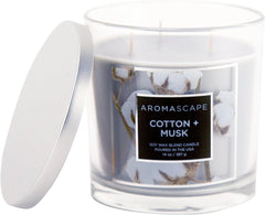 Aromascape PT40506 3 Wick Scented Jar Candle Cotton Musk 14 Ounce