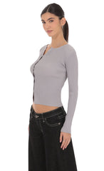 Off Center Cardigan in Grey