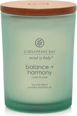 Balance Harmony Scented Candle Water Lily Pear Fragrance 50 Hours Burn Time Warm Decorative Soy Wax Blend