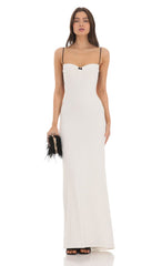 Open Back Two Toned Maxi Dress in White
