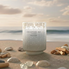 8oz Salted Sands Scented Candle Mood Evoking Fragrance Textured Sea Glass Inspired Jar Premium Soy Blend Wax with Essential Oils Coastal Fragrance for Home Décor or Gifting
