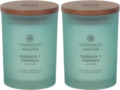 Balance Harmony Scented Candles Water Lily Pear Fragrance Medium Size Natural Soy Wax 50 Hours Burn Time Pack of 2