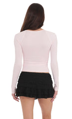 Long Sleeve Twist Top in Pink