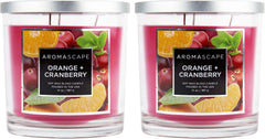 Aromascape 3 Wick Scented Jar Candle Orange Cranberry 2 Pack