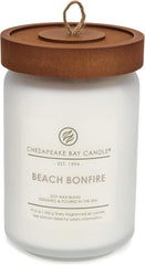 Candle PT40715 Scented Candle Beach Bonfire Cedarwood Oak Moss Large Jar White