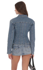 Fitted Denim Jacket in Blue