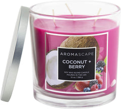 Aromascape PT41459 3 Wick Scented Jar Candle Coconut Berry 14 Ounce