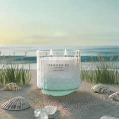 11oz Marine Drift Scented Candle Mood Evoking Fragrance Textured Sea Glass Inspired Jar Premium Soy Blend Wax with Essential Oils Coastal Fragrance for Home Décor or Gifting