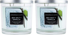 Aromascape 3 Wick Scented Jar Candle Sea Salt Vanilla 2 Pack