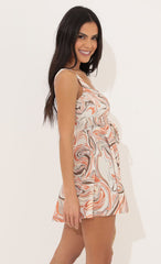 A line Dress in Orange Swirl