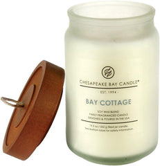 Candle Scented Candle Bay Cottage Linen White Amber Large Jar