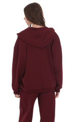 Oversize Zip Up Hoodie in Burgundy