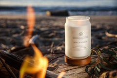Candle PT40715 Scented Candle Beach Bonfire Cedarwood Oak Moss Large Jar White