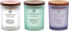Candle Peace Tranquility Balance Harmony Serenity Calm Scented Candle Gift Set Small Jar 3 Pack Assorted