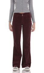 Corduroy Flare Jeans in Burgundy
