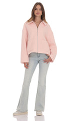 Fuzzy Zip Up Jacket in Pink