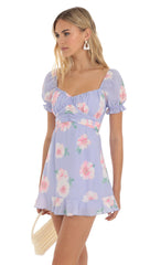 Floral Fit and Flare Dress in Purple