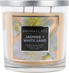 Aromascape PT40500 3 Wick Scented Jar Candle Jasmine White Sand 14 Ounce