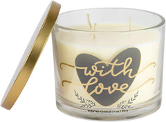 Aromascape PT41466 with Love 3 Wick Scented Candle Fresh Lavender Cotton Blossom and Vanilla 11 Ounce