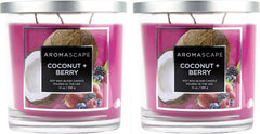 Aromascape 3 Wick Scented Jar Candle Coconut Berry 2 Pack