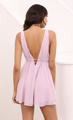 Plunge A line Dress in Lavender