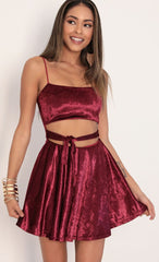 Perrie Velvet A line Dress in Merlot