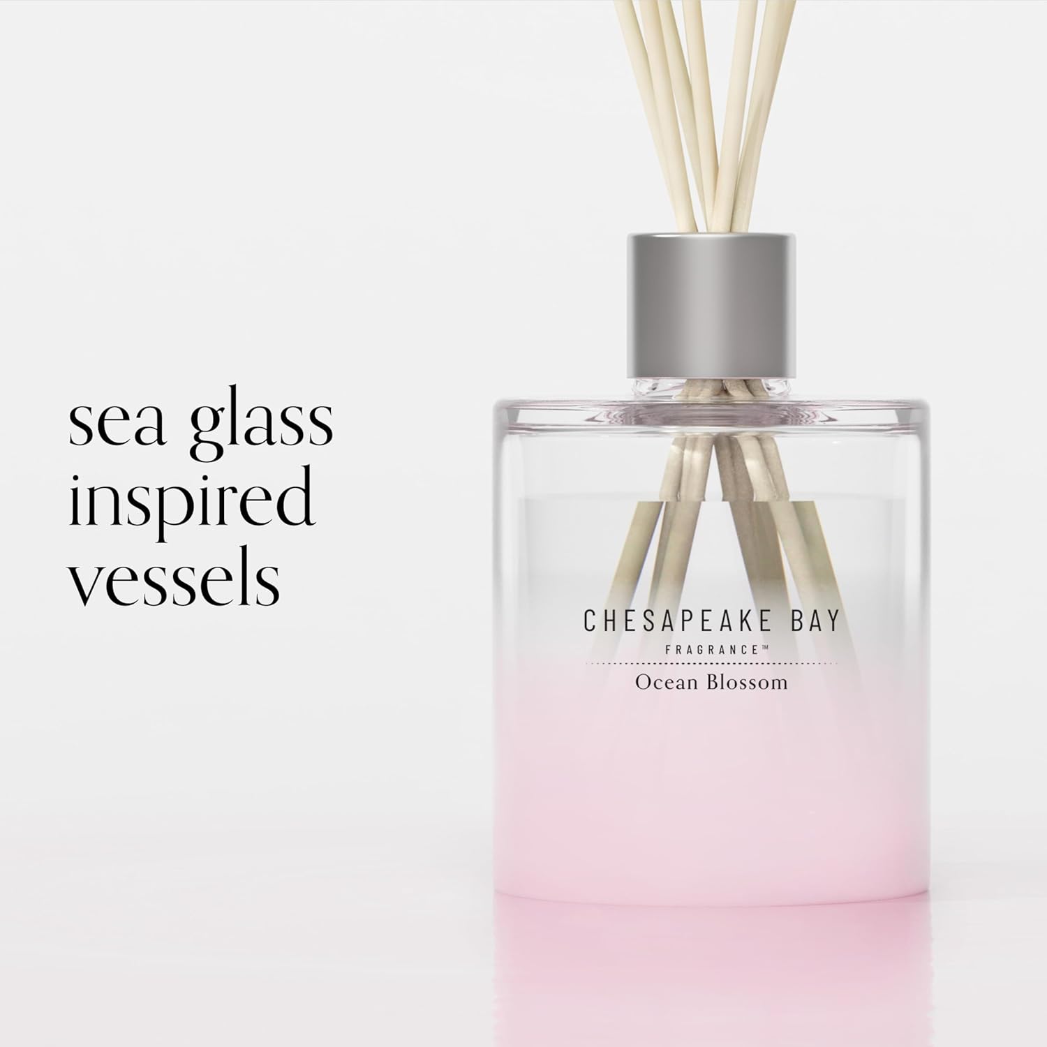 Reed Diffuser 57oz Ocean Blossom Scent Mood Evoking Sea Glass Inspired Jar Room Filling Fragrance Made with Essential Oils Coastal Fragrance for Home Décor or Gifting