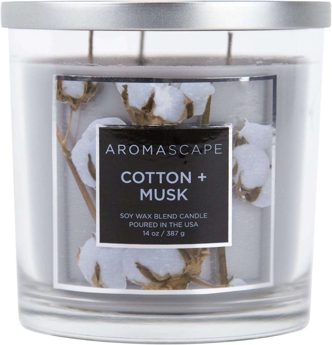 Aromascape PT40506 3 Wick Scented Jar Candle Cotton Musk 14 Ounce