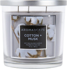 Aromascape PT40506 3 Wick Scented Jar Candle Cotton Musk 14 Ounce