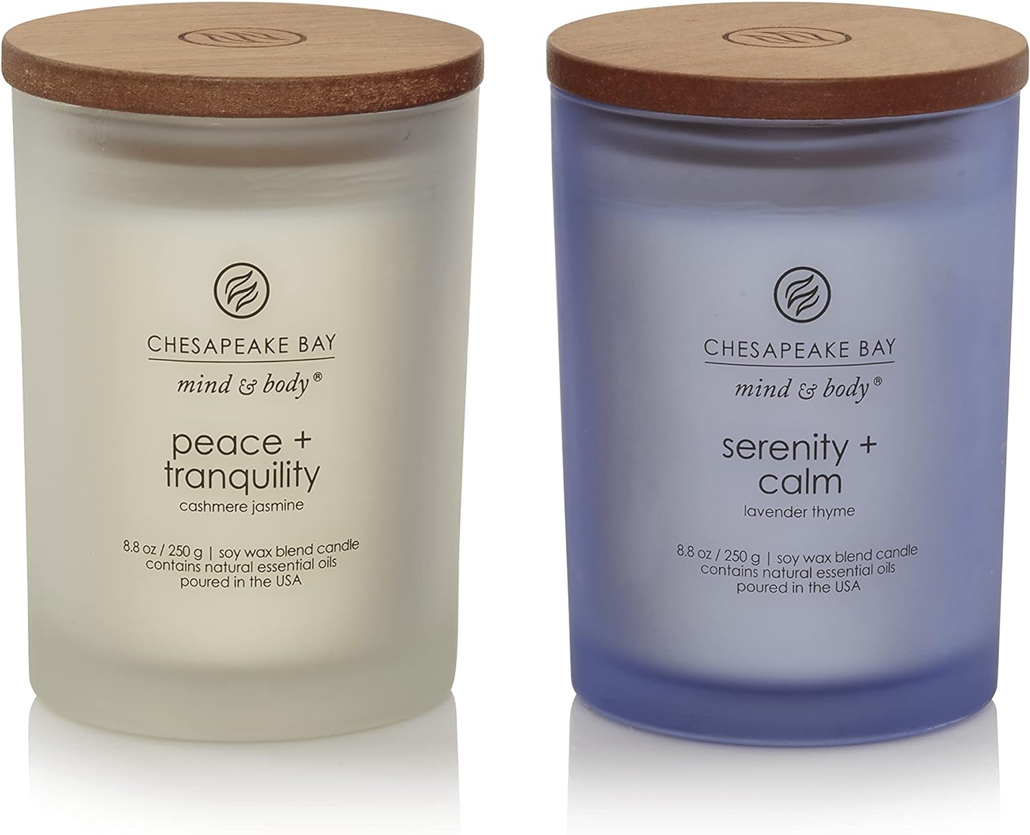 Medium Jar Candles Duo Peace Tranquility Cashmere Jasmine and Serenity Calm Lavender Thyme Home Decor