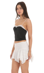 Lace Trim Crop Top in Black