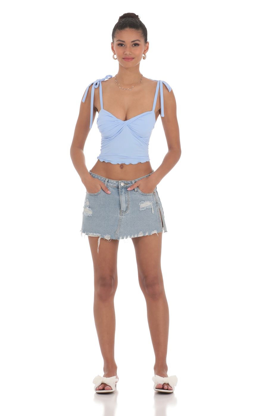 Shoulder Ties Twist Top in Blue