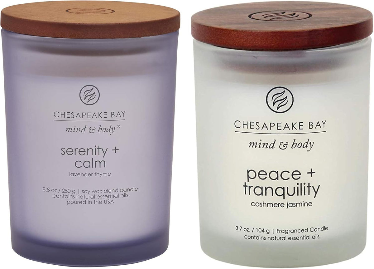 Candle Scented Candles Serenity Calm Lavender Thyme Peace Tranquility Cashmere Jasmine Medium 2 Pack