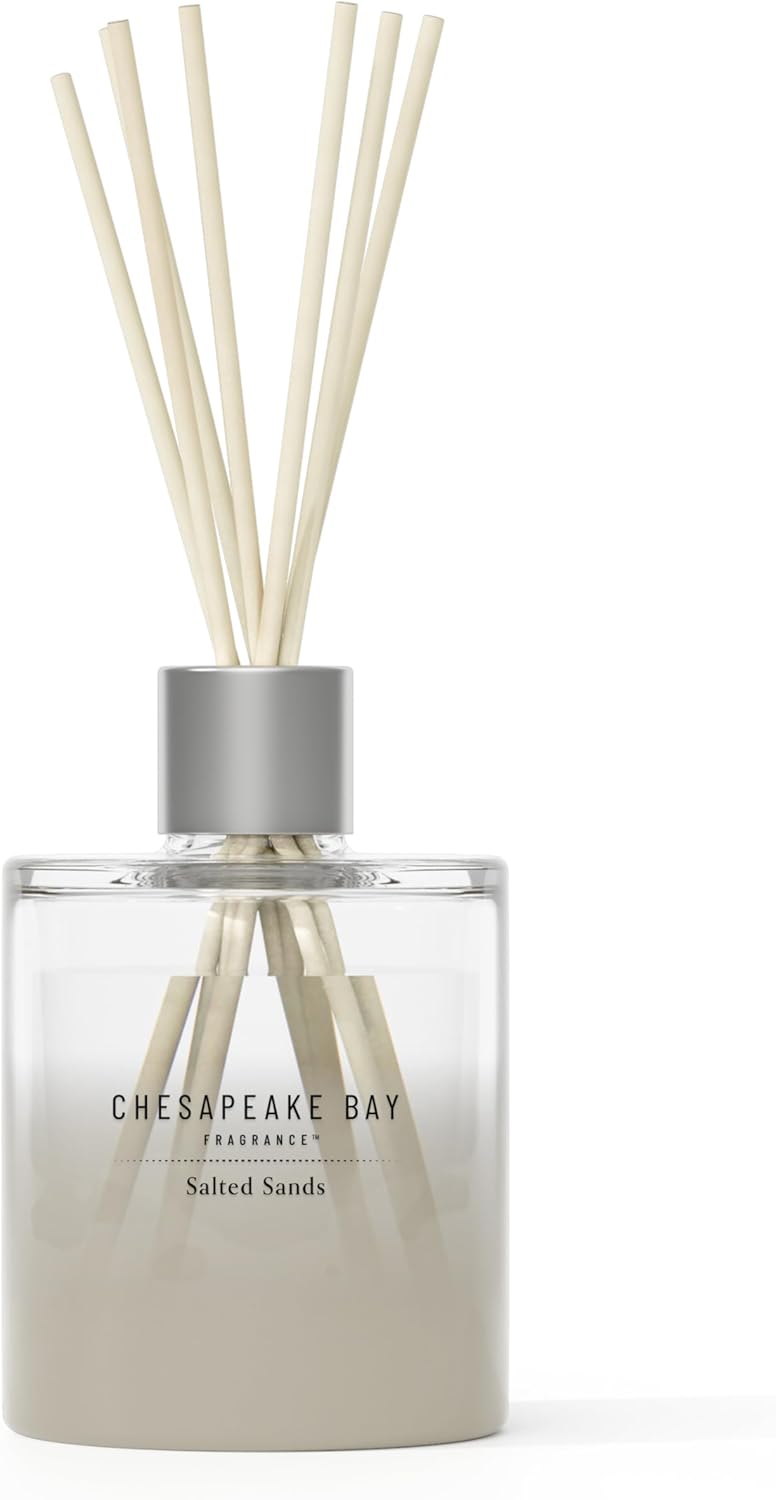 Reed Diffuser 57oz Salted Sands Scent Mood Evoking Sea Glass Inspired Jar Room Filling Fragrance Made with Essential Oils Coastal Fragrance for Home Décor or Gifting