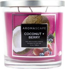 Aromascape 3 Wick Scented Jar Candle Coconut Berry 2 Pack