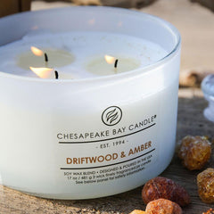 Candle 3 Wick Scented Candle Driftwood Amber Coffee Table Jar Brown