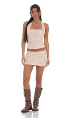 Sequin Halter Top in Rose Gold
