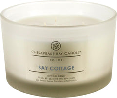 Candle 3 Wick Scented Candle Bay Cottage Linen White Amber Coffee Table Jar