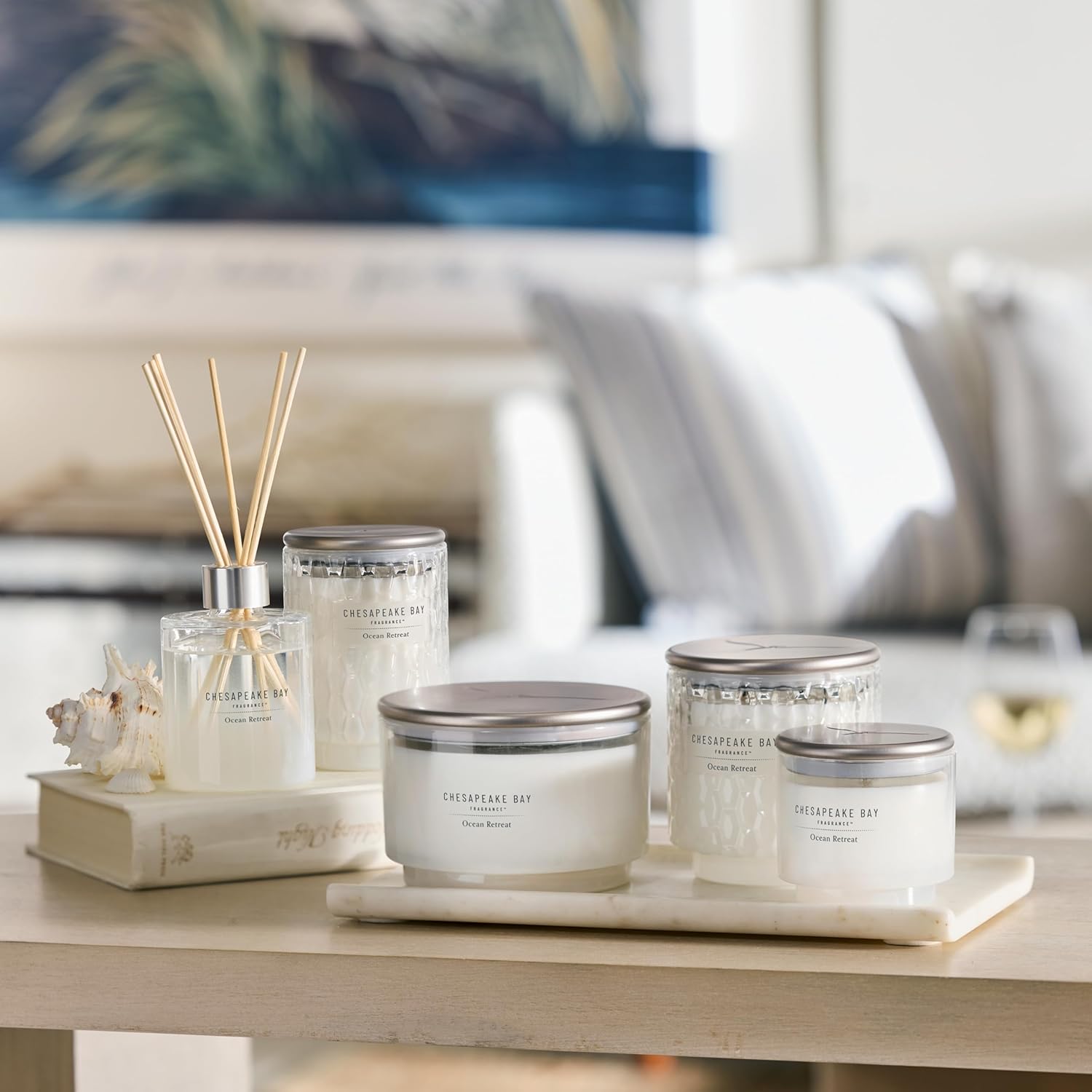Reed Diffuser 57oz Ocean Retreat Scent Mood Evoking Sea Glass Inspired Jar Room Filling Fragrance Made with Essential Oils Coastal Fragrance for Home Décor or Gifting